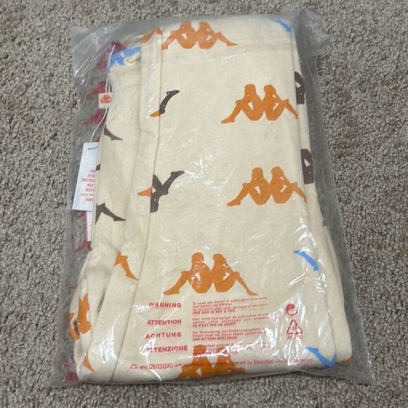 Kappa Size 8 Youth Sneek Man Multicolor Logo Joggers Sweatpants Beige Streetwear - Picture 3 of 13